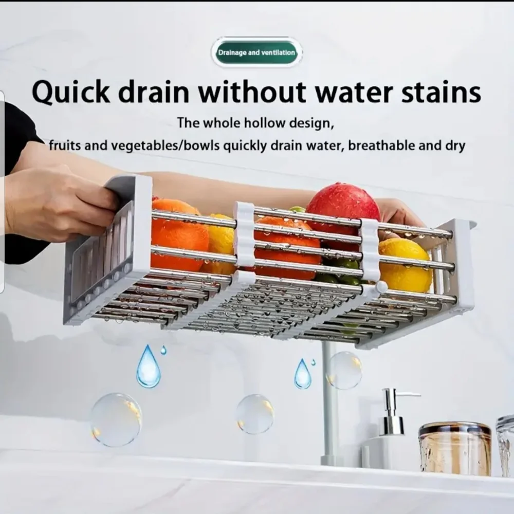 Adjustable Stainless Steel Over-Sink Dish Rack